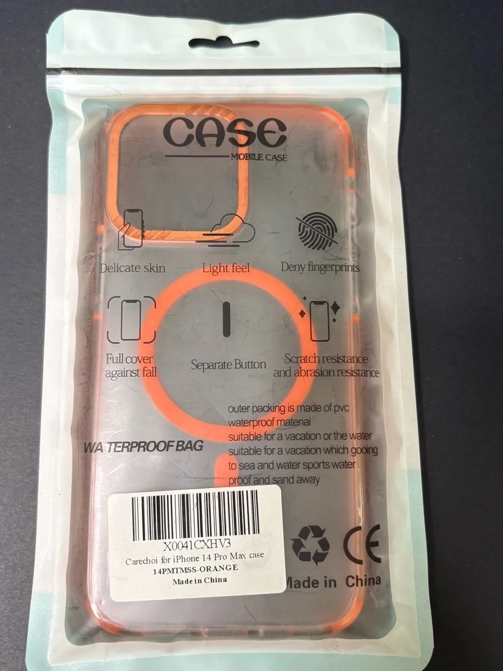 Clear Protective Phone with Orange Trim - Brand